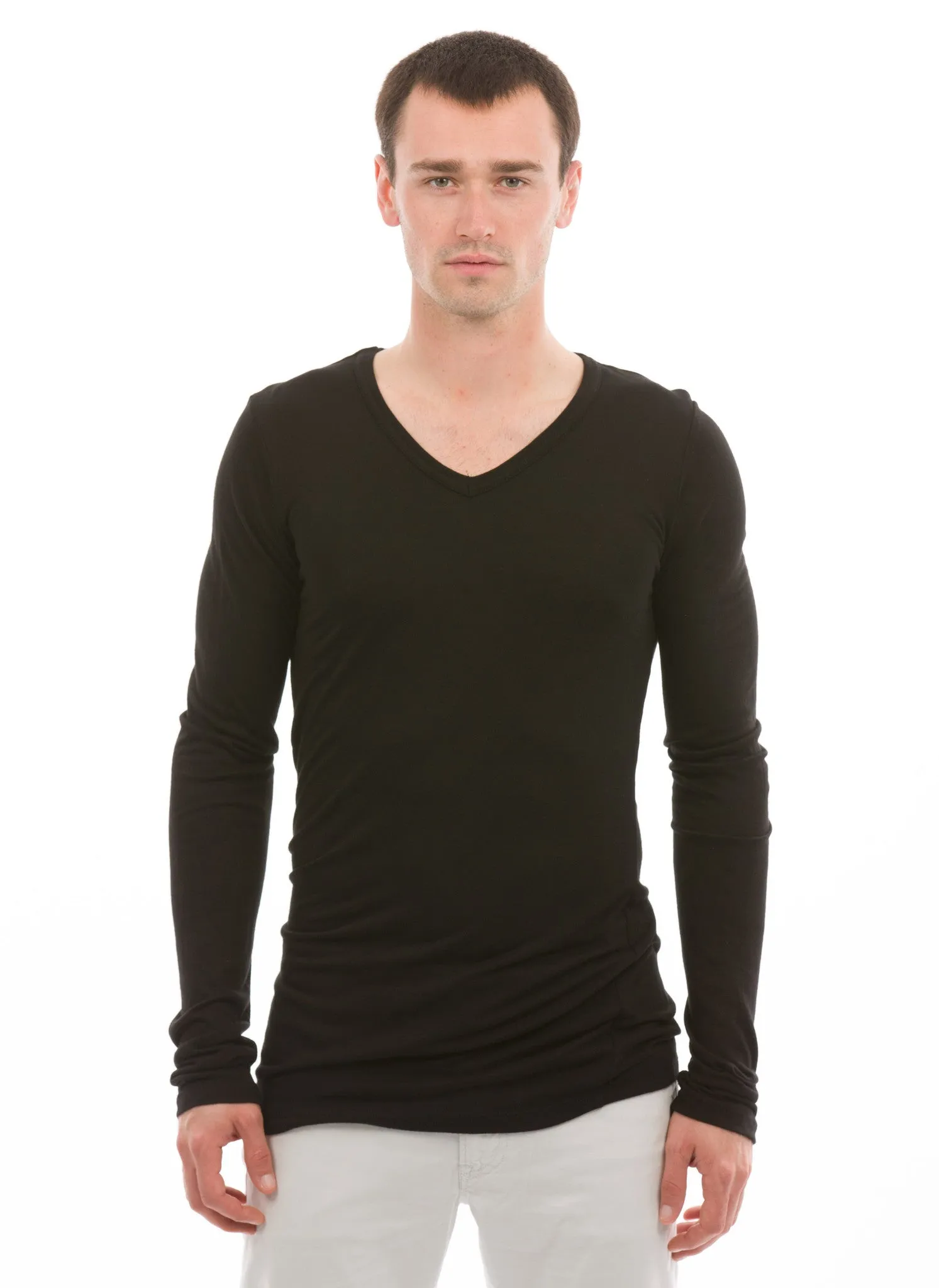 100% Bamboo Men’s Long Sleeve Deep V-Neck