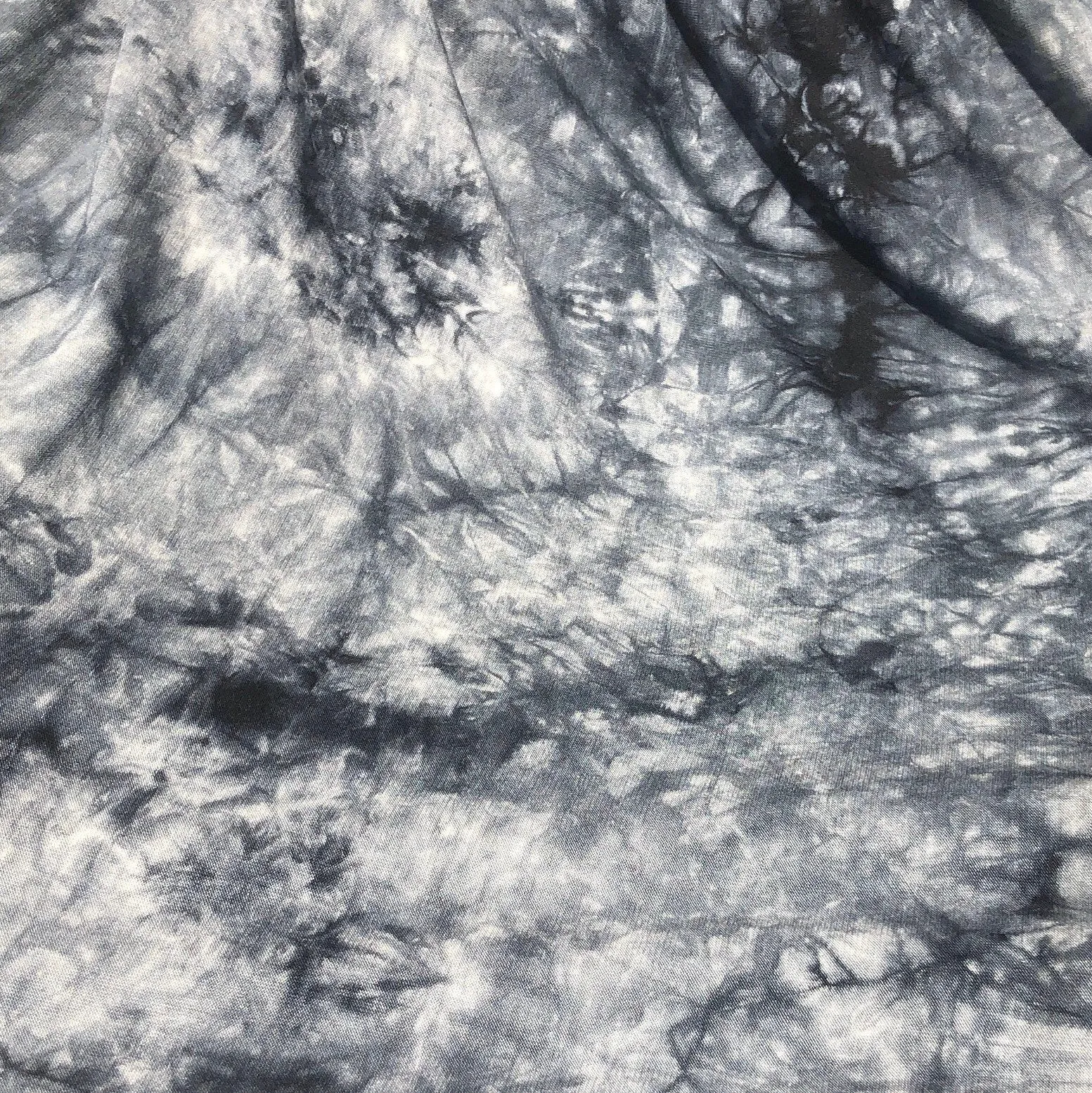 60” Bamboo Spandex Lycra Stretch Tie Dyed Black & White Cloud Apparel Knit Fabric By the Yard