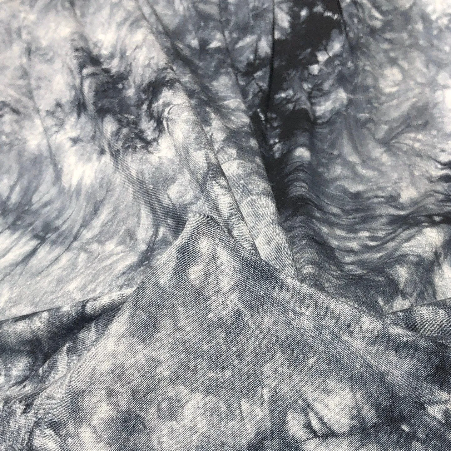 60” Bamboo Spandex Lycra Stretch Tie Dyed Black & White Cloud Apparel Knit Fabric By the Yard