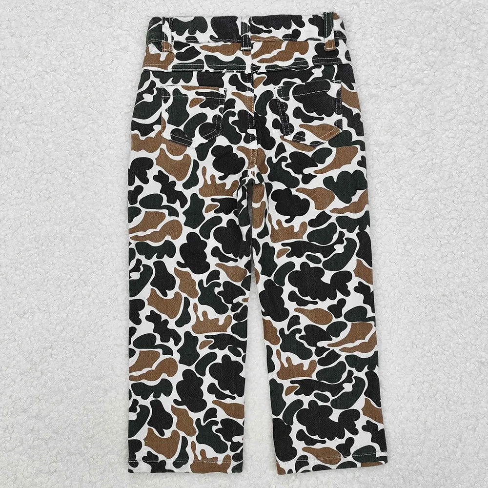 Baby Boys Jeans Pants Brown Duck Camouflage Denim Strait Pants P0594