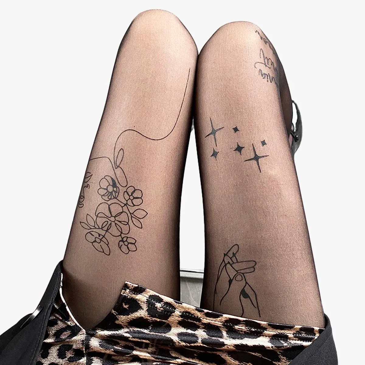 benpaolv Soft Grunge Tattoo Black Translucent Tights