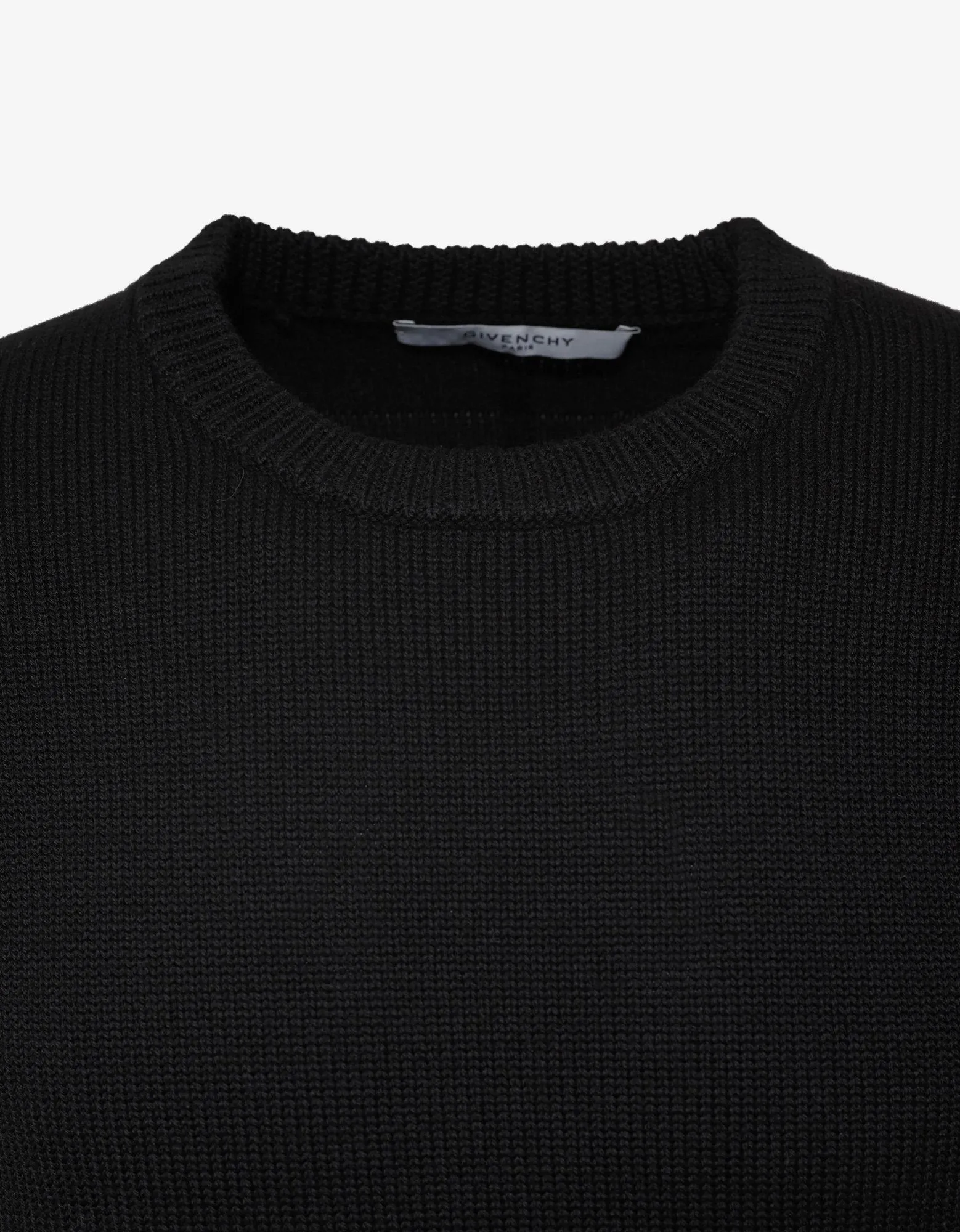 Black Logo Panel Thick Wool Sweater