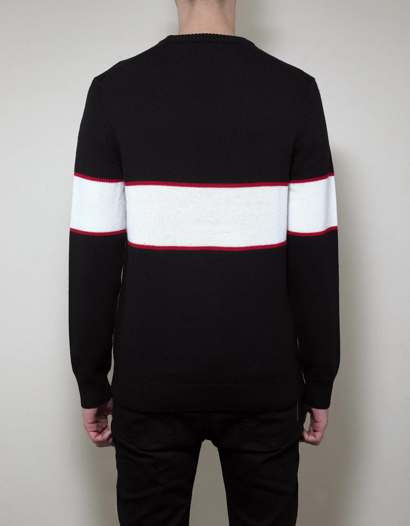 Black Logo Panel Thick Wool Sweater