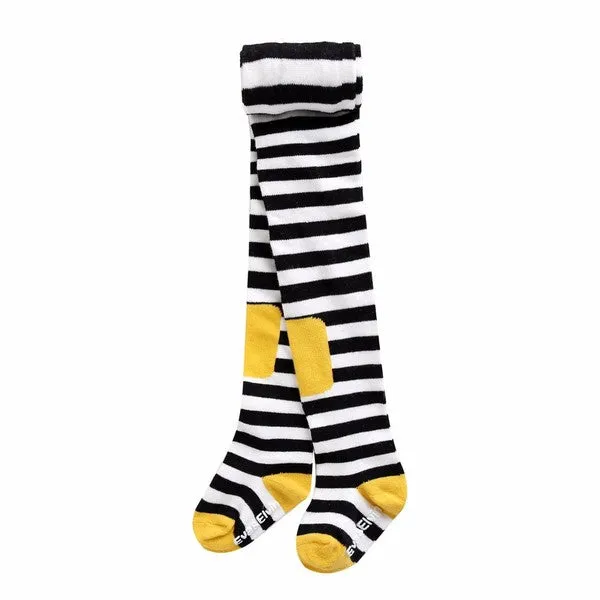 Black Striped Yellow Patch Tights