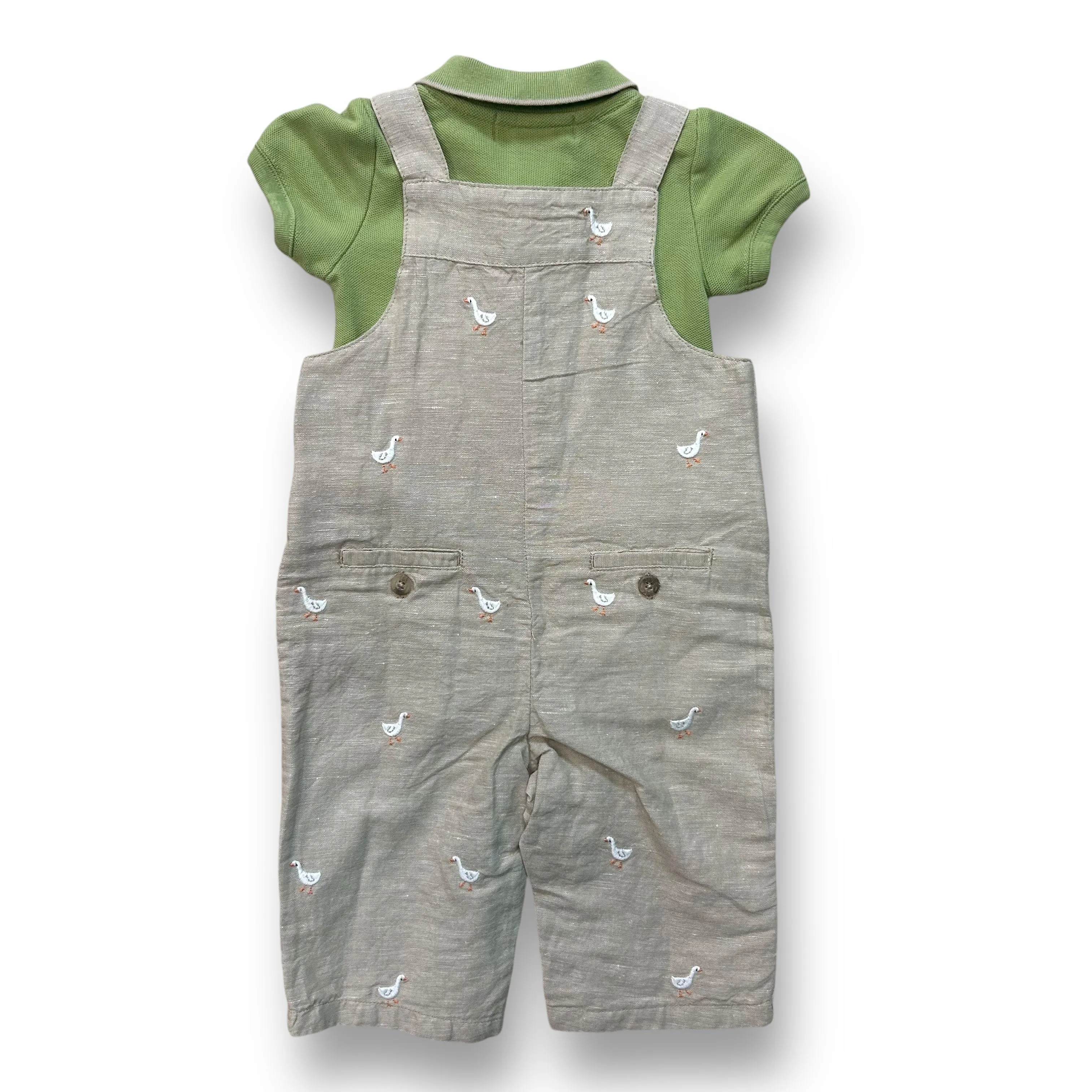 Boys Janie and Jack Size 3-6 Months Two Piece Polo & Overalls Outfit