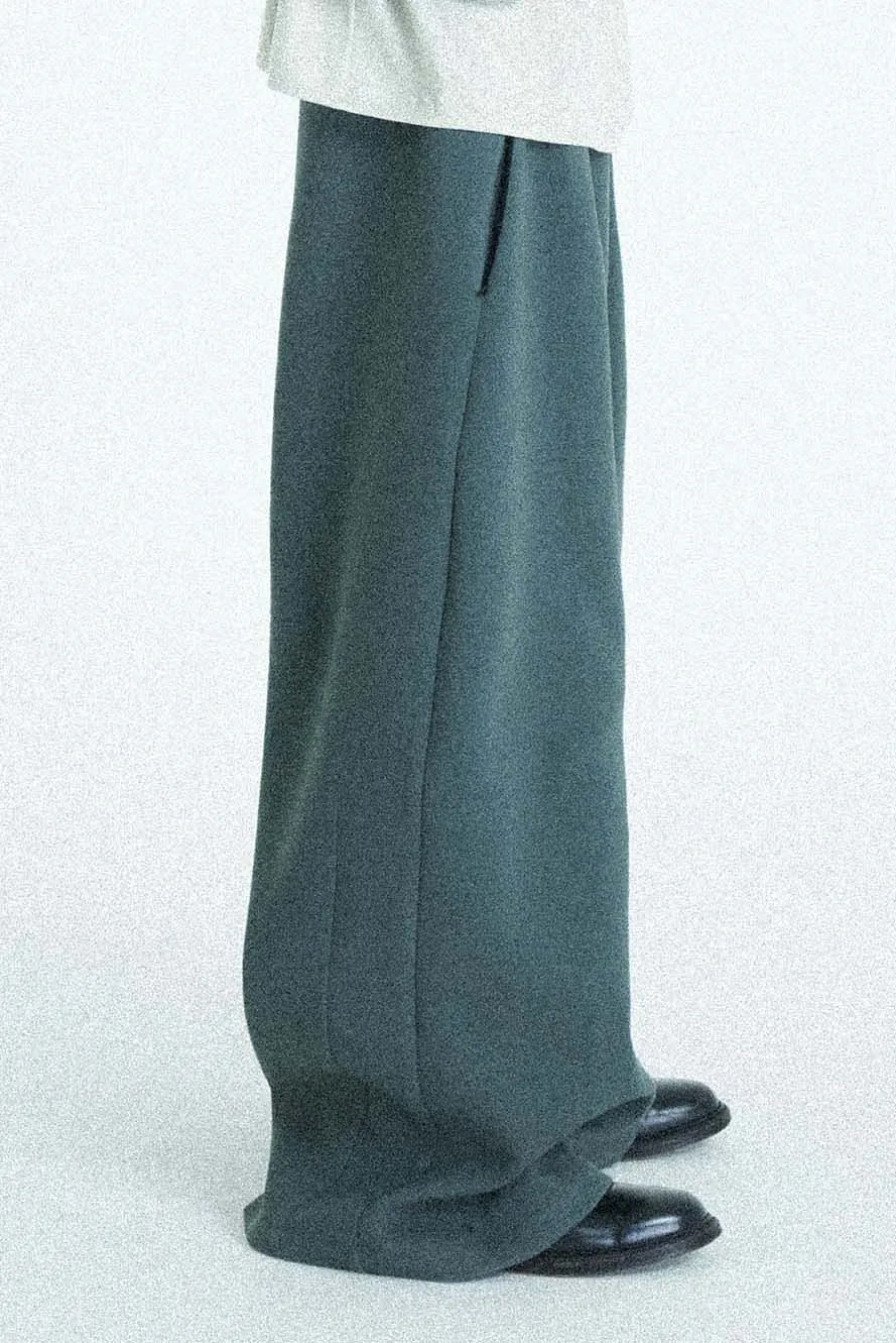 Cabbage Green Wide-Leg Knit Pants