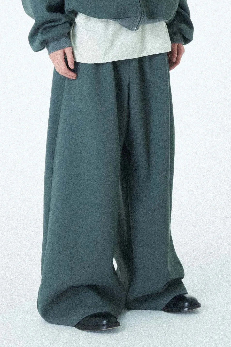 Cabbage Green Wide-Leg Knit Pants