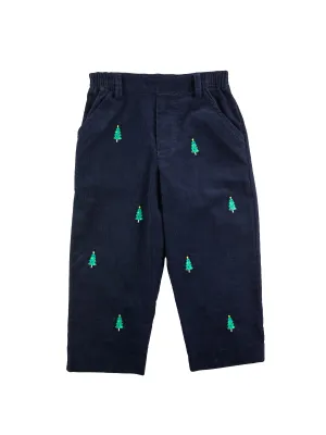 Christmas Tree Embroidered Corduroy Pants