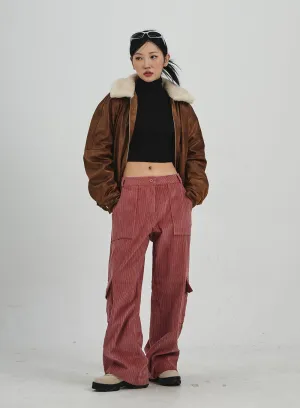 Corduroy Cargo Wide Pants CN30