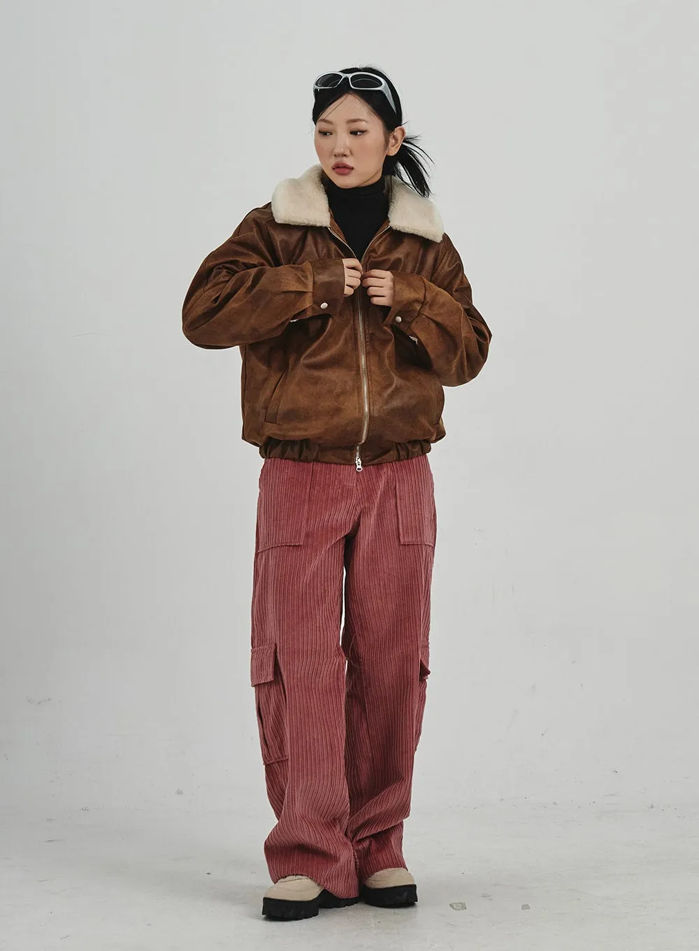 Corduroy Cargo Wide Pants CN30