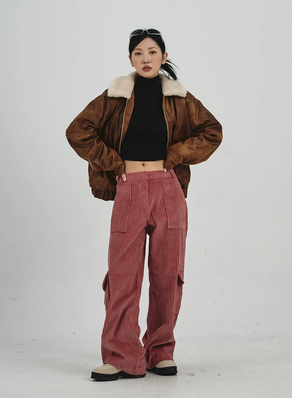 Corduroy Cargo Wide Pants CN30