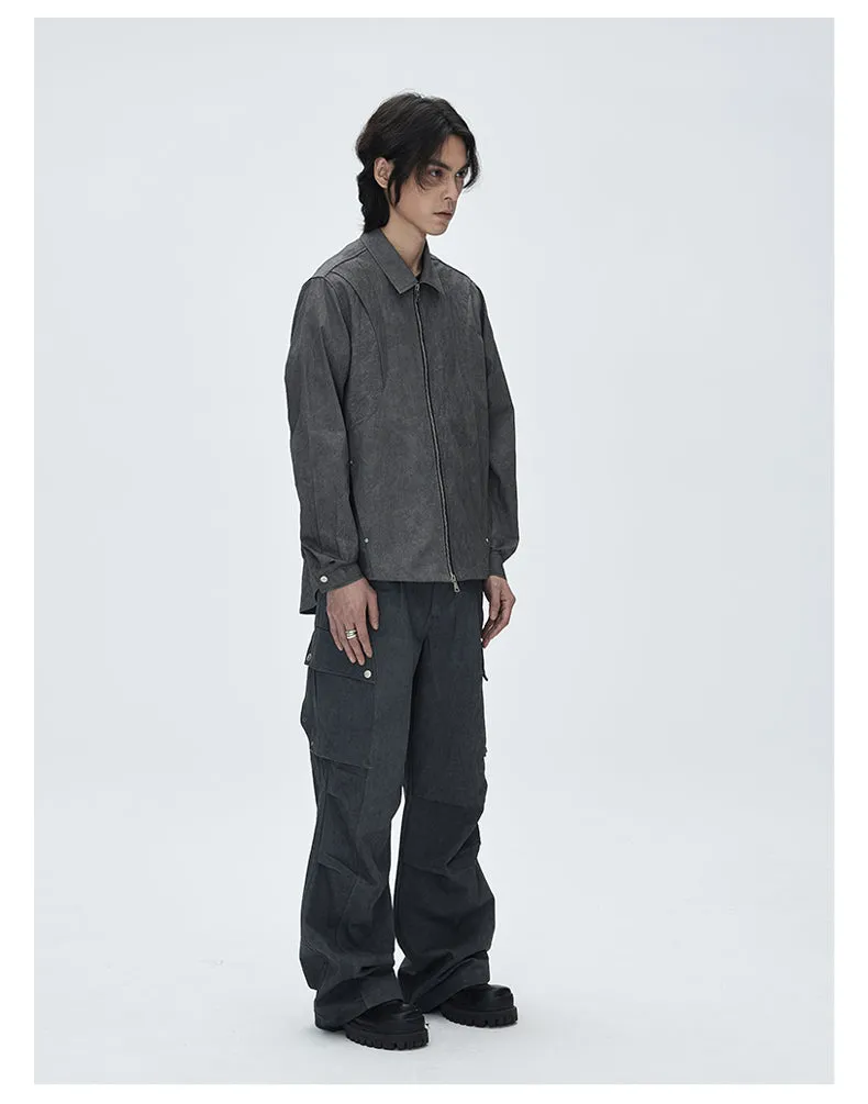 Dirty Wash Wide Leg Casual Pants