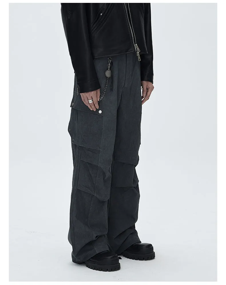 Dirty Wash Wide Leg Casual Pants