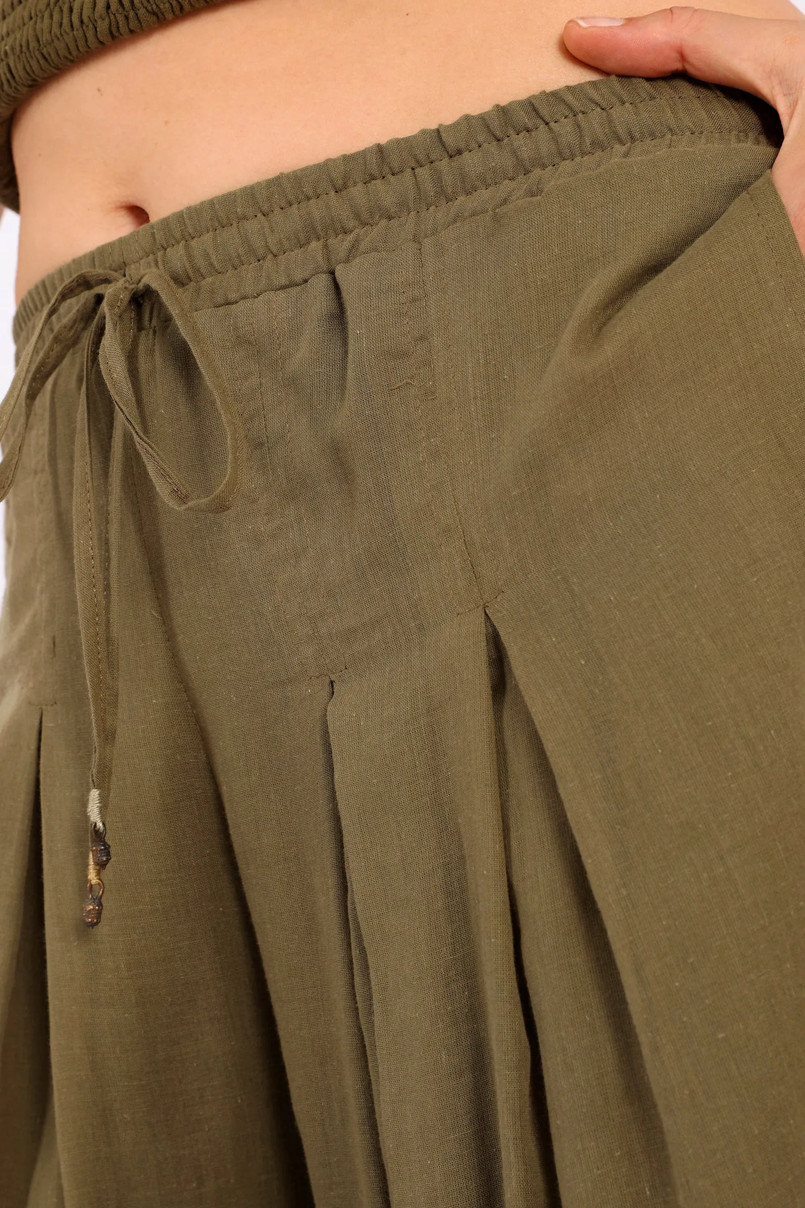 Embroidered  fully lined wide leg pants