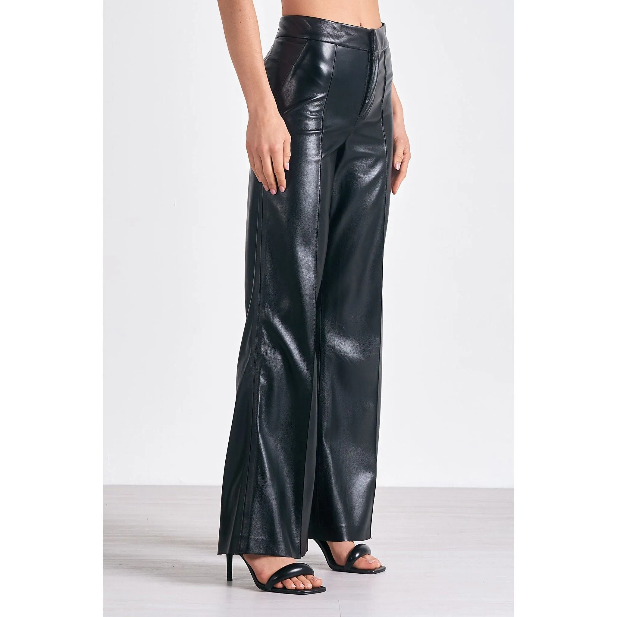 Faux Leather Wide Leg Pants