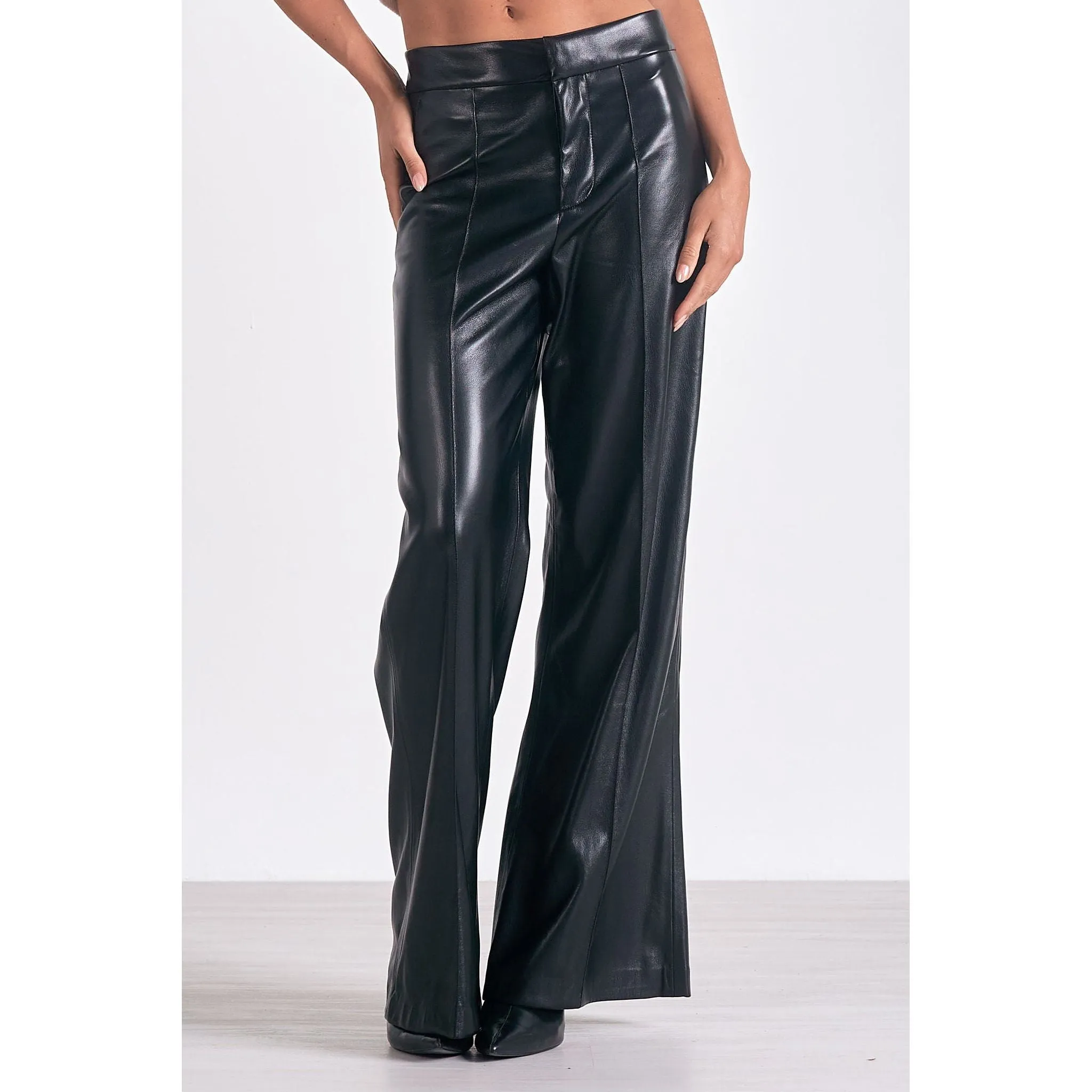 Faux Leather Wide Leg Pants