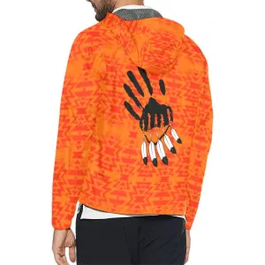 Fire Colors and Turquoise Orange A feather for each Unisex Windbreaker