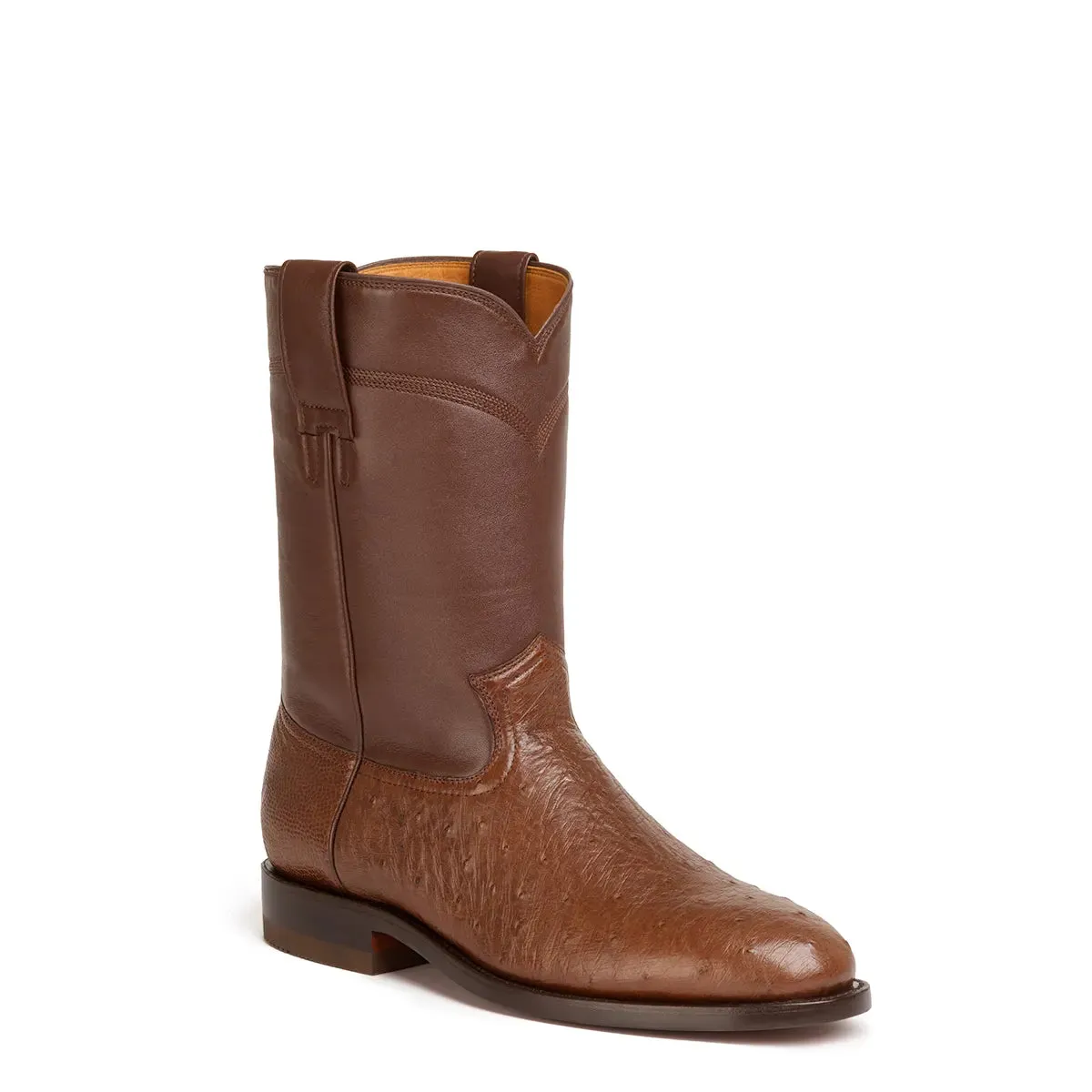 Galveston Smooth Ostrich Roper Boot - Tobacco