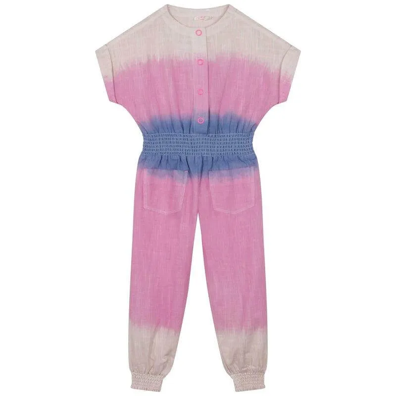 Girls Pink Tie Dye Jumpsuit