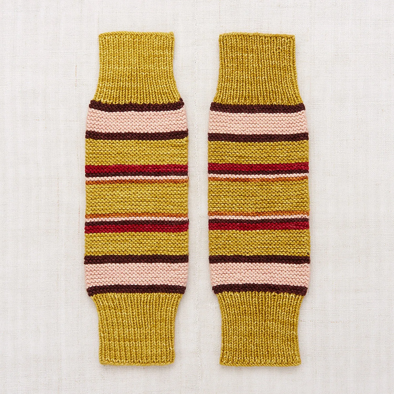 Hand Knit Merino Wool Log Cabin Leg Warmer - Citron