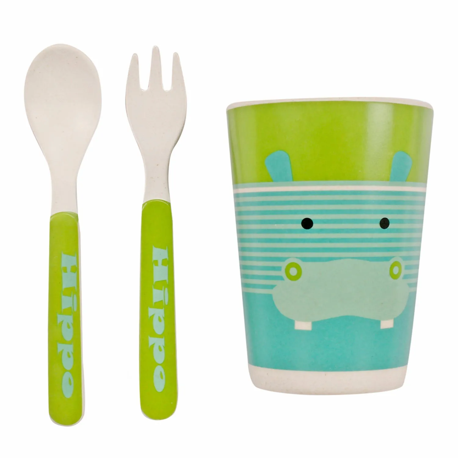 Hippo Green And Turquoise Bamboo Fiber Dinner Set Large