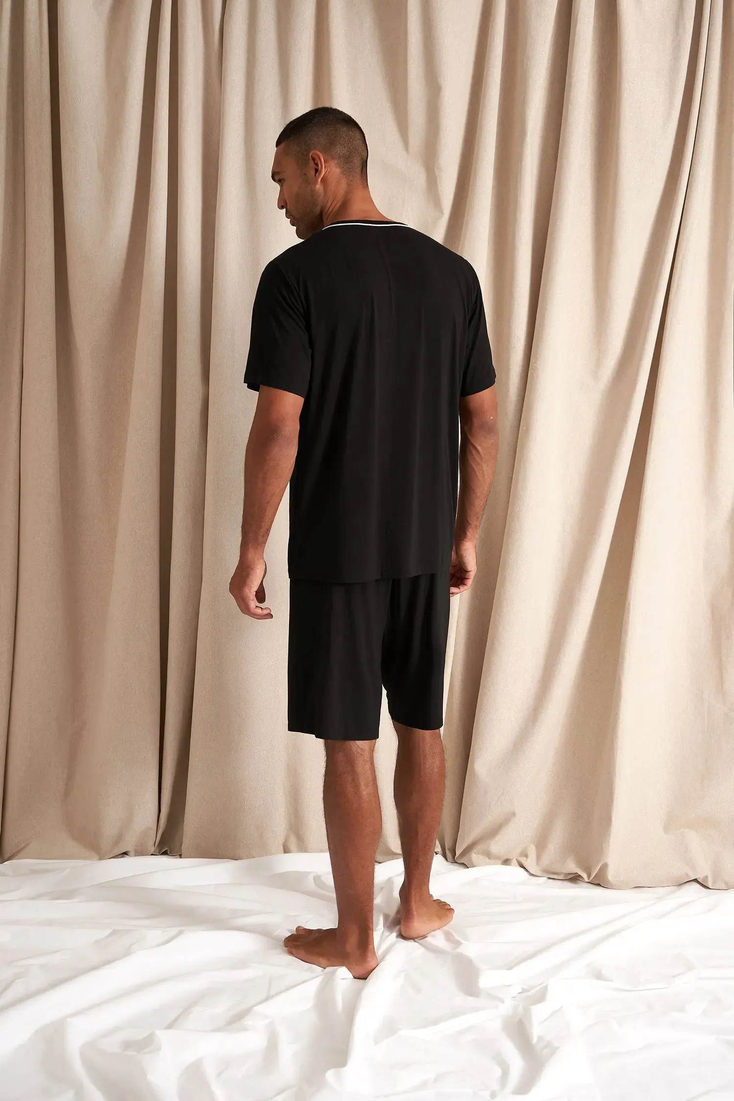 His and Hers Bamboo Short Pyjama Sets in Black