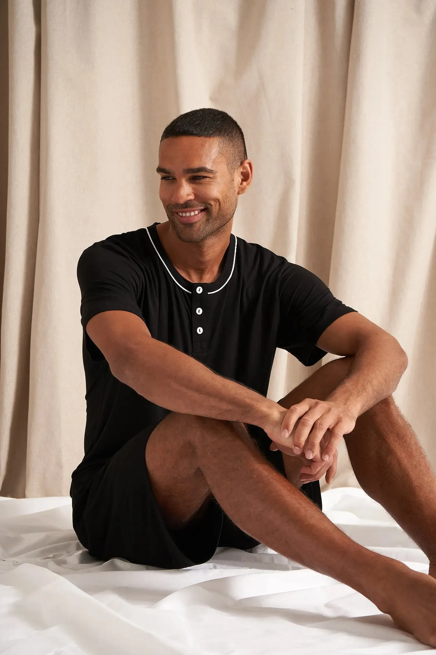 His and Hers Bamboo Short Pyjama Sets in Black