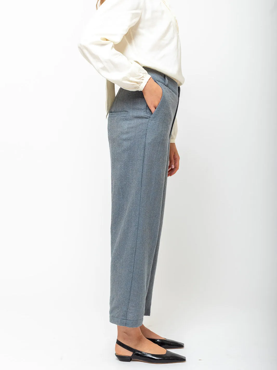 Japanese Ghost Wool Pants - Blue Melange