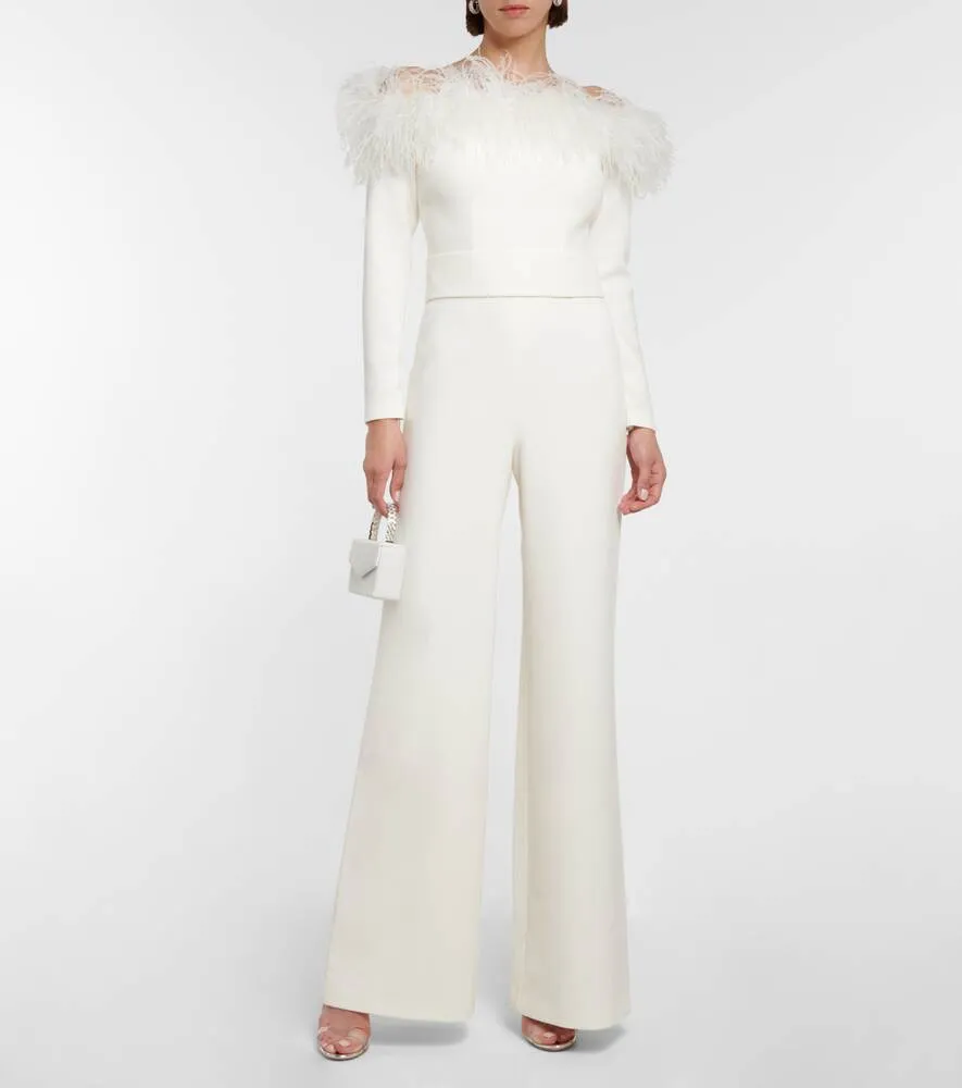 Jumpsuit with feathers SAFIYAA, white