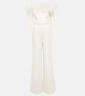 Jumpsuit with feathers SAFIYAA, white