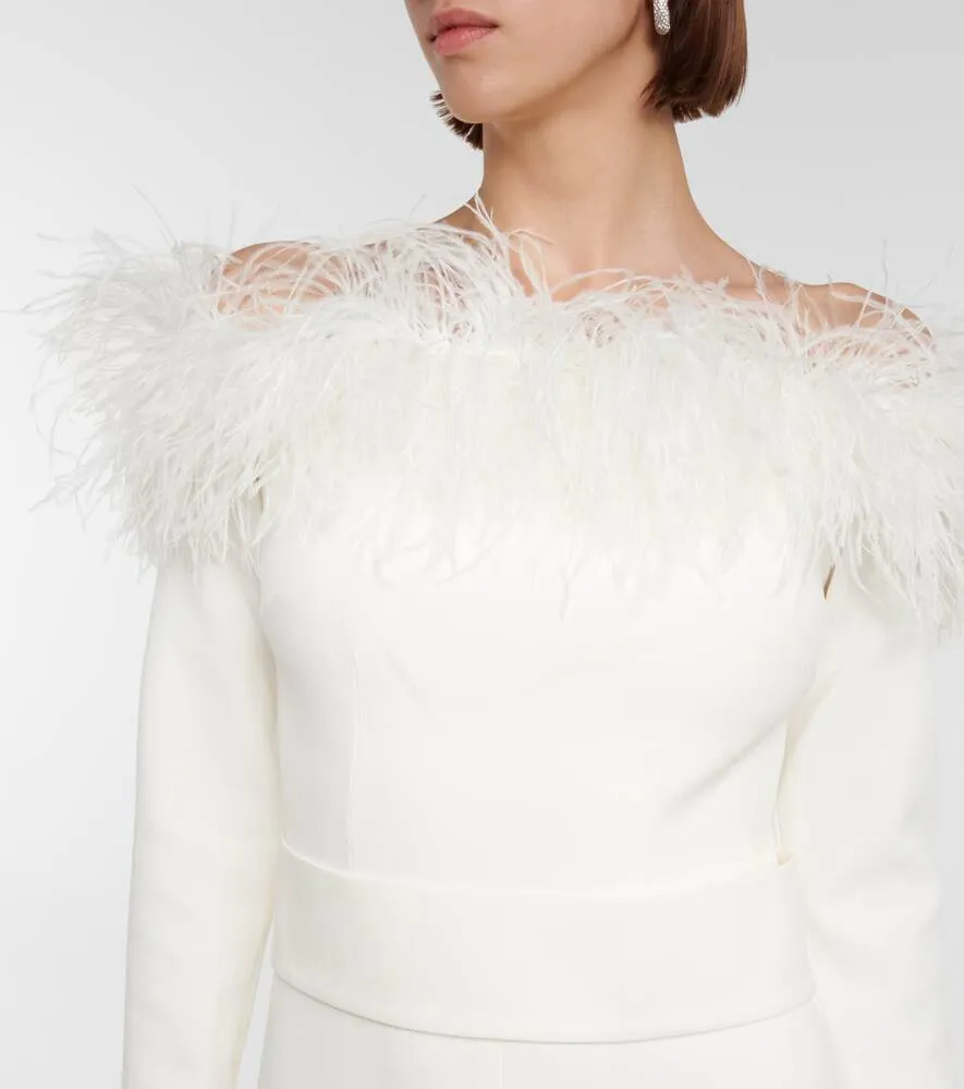 Jumpsuit with feathers SAFIYAA, white