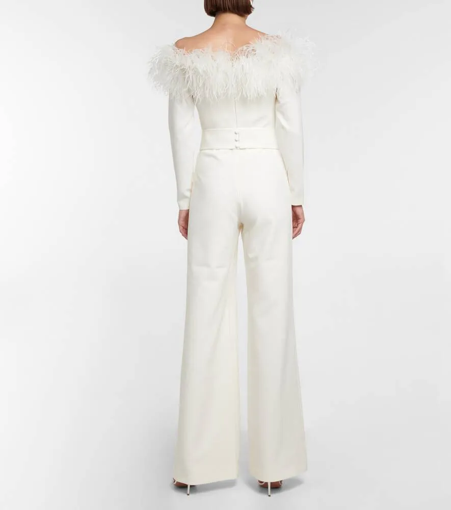 Jumpsuit with feathers SAFIYAA, white