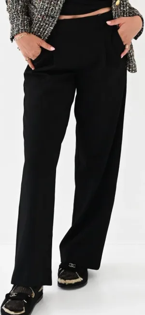 KERRI ROSENTHAL-Wide Leg Trouser Pant Black