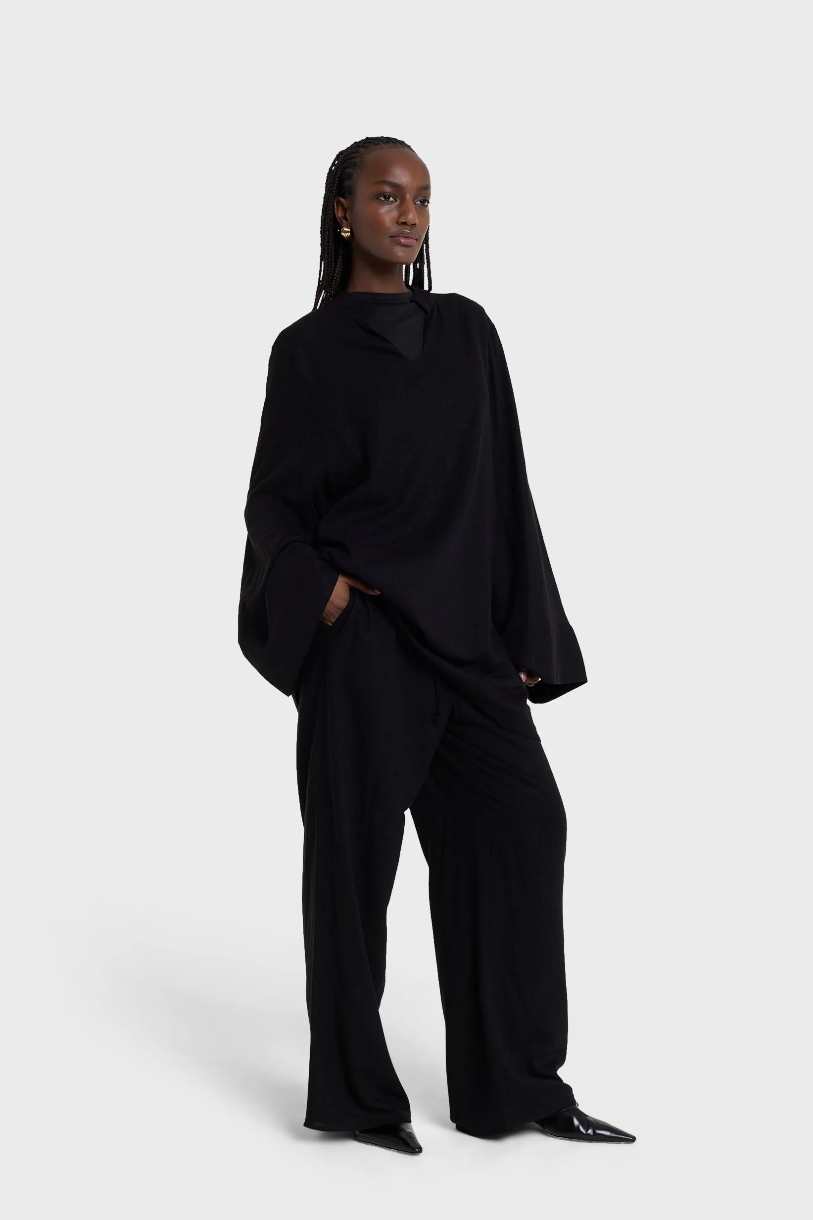 Linen Loose Pants | Black