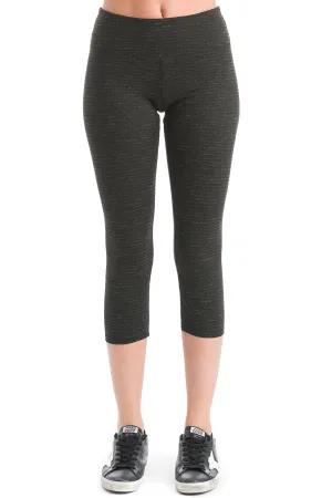 Micro Stripe Flat Waist Capri Performance Legging