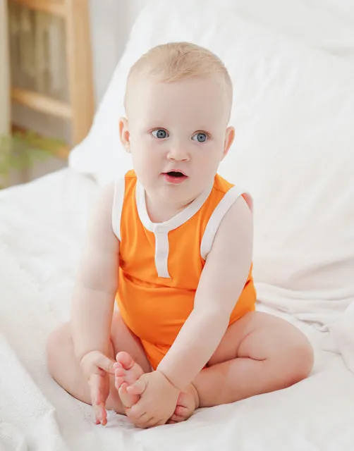 Milk Orange Jelly Bamboo Baby Bodysuit 2 Pack Set (Short & Sleeveless)