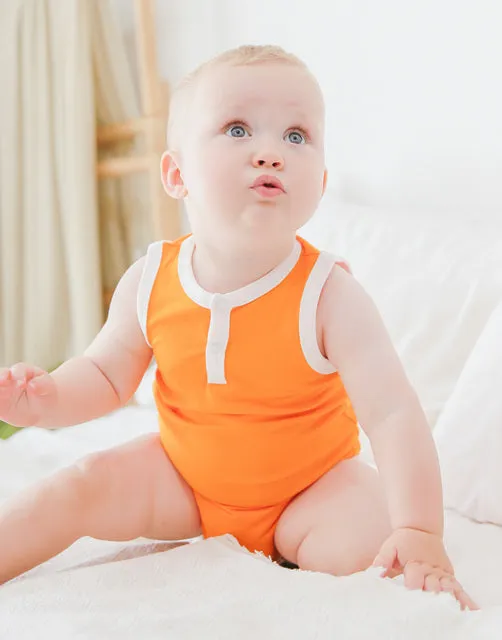 Milk Orange Jelly Bamboo Baby Bodysuit 2 Pack Set (Short & Sleeveless)