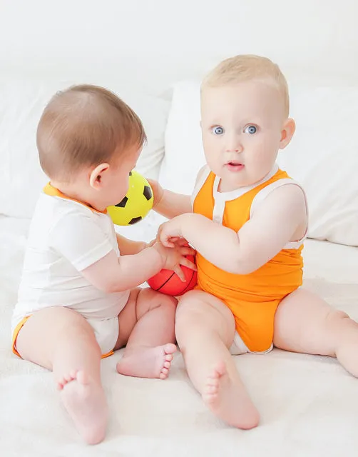 Milk Orange Jelly Bamboo Baby Bodysuit 2 Pack Set (Short & Sleeveless)