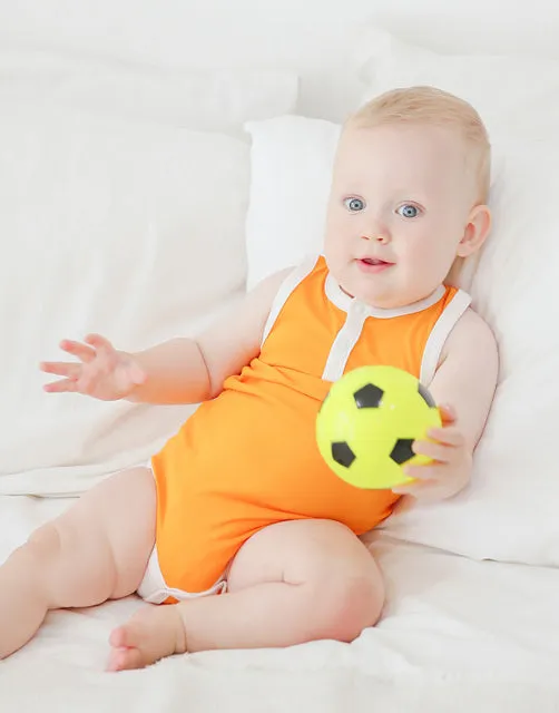 Milk Orange Jelly Bamboo Baby Bodysuit 2 Pack Set (Short & Sleeveless)