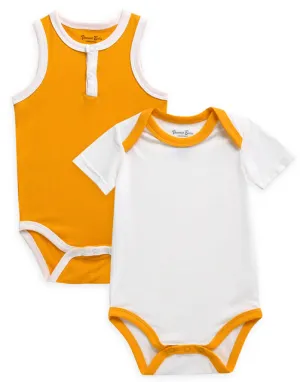 Milk Orange Jelly Bamboo Baby Bodysuit 2 Pack Set (Short & Sleeveless)