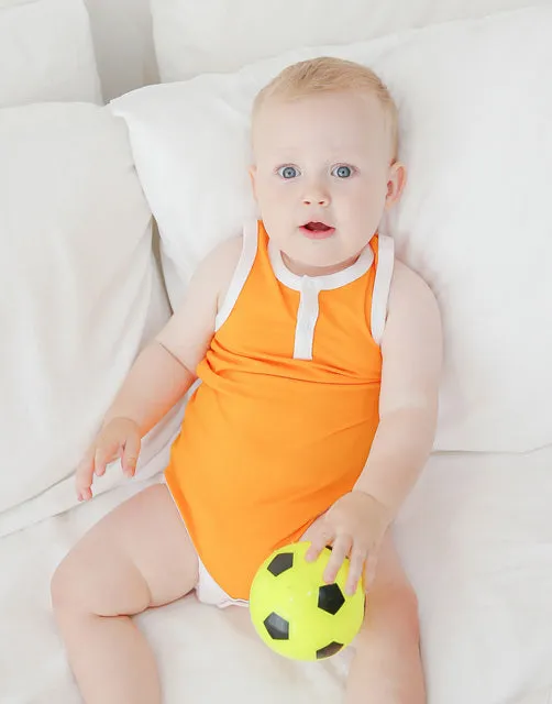 Milk Orange Jelly Bamboo Baby Bodysuit 2 Pack Set (Short & Sleeveless)