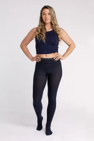 Navy Opaque Tights With Luxe Comfort Waistband