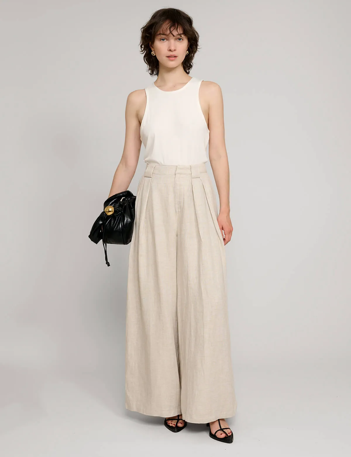 Oat Linen Wide Leg Pants