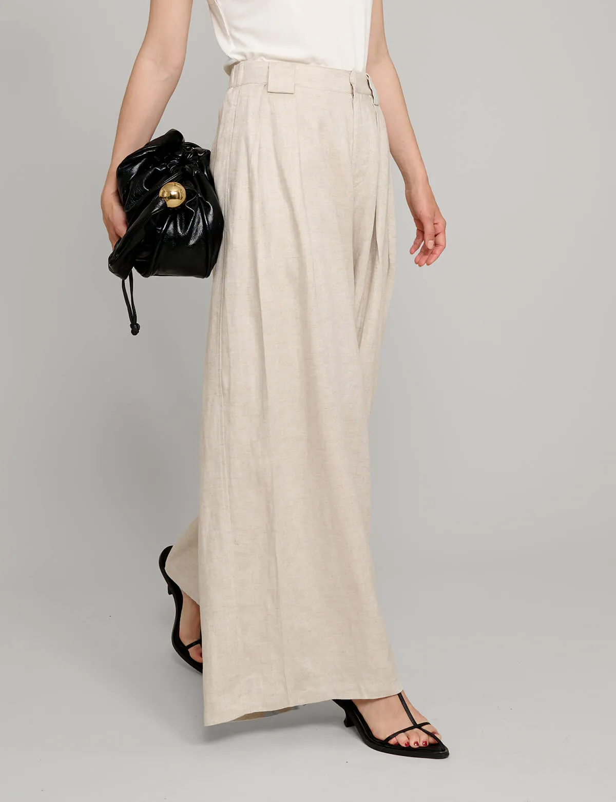 Oat Linen Wide Leg Pants