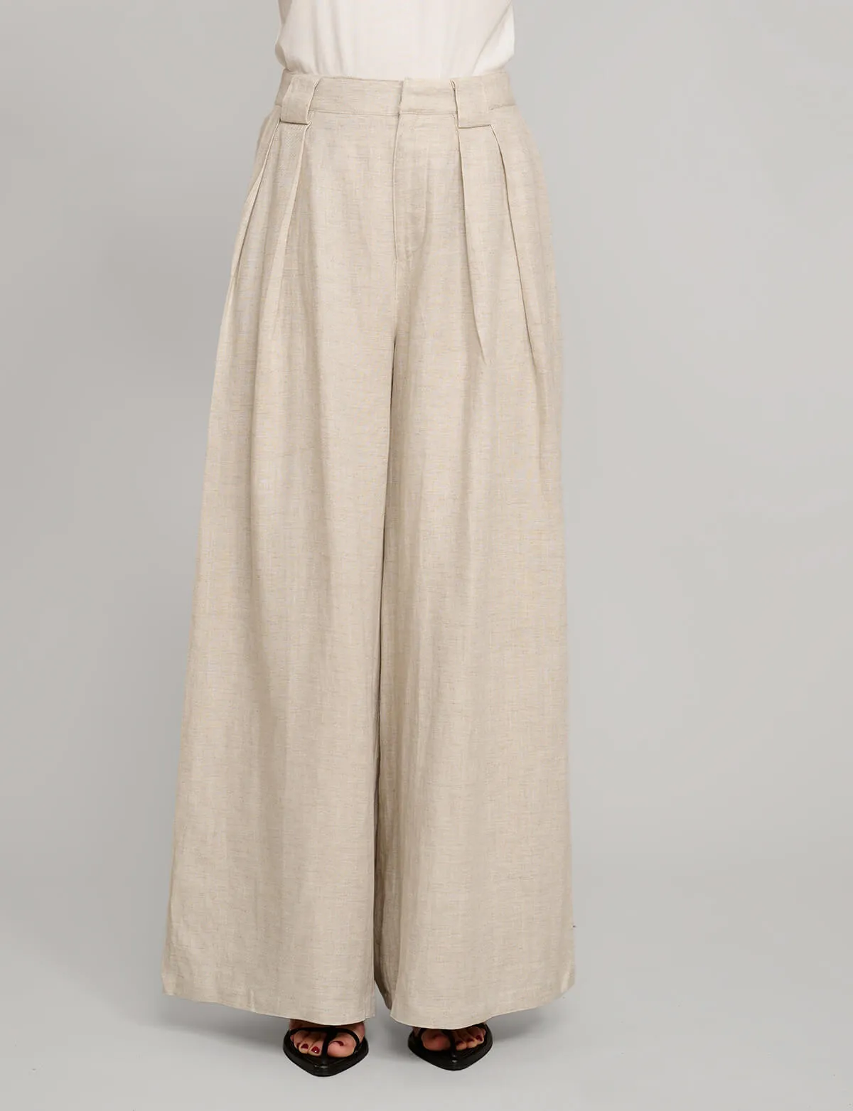 Oat Linen Wide Leg Pants