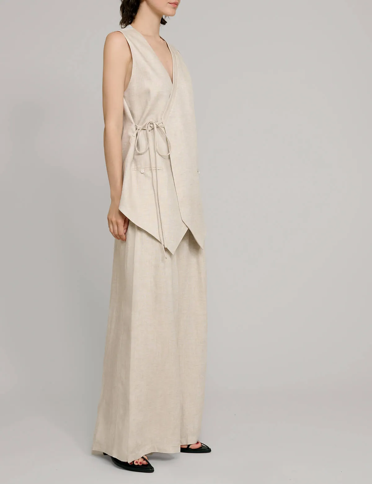 Oat Linen Wide Leg Pants