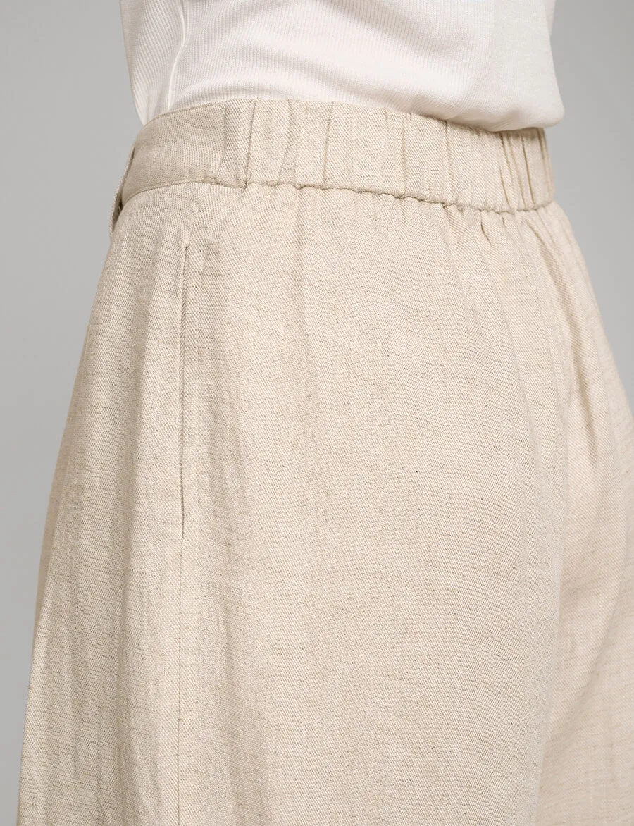 Oat Linen Wide Leg Pants