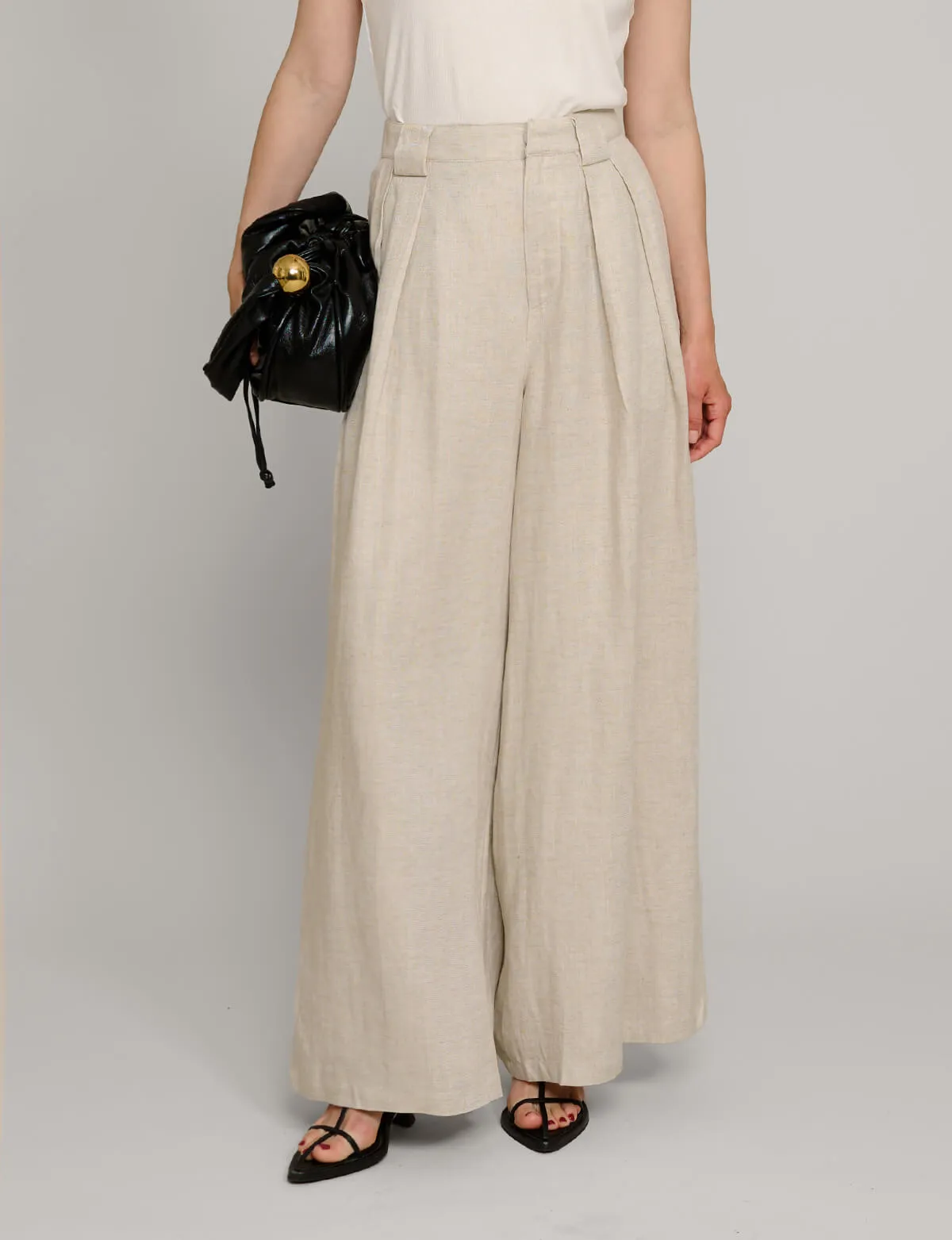 Oat Linen Wide Leg Pants