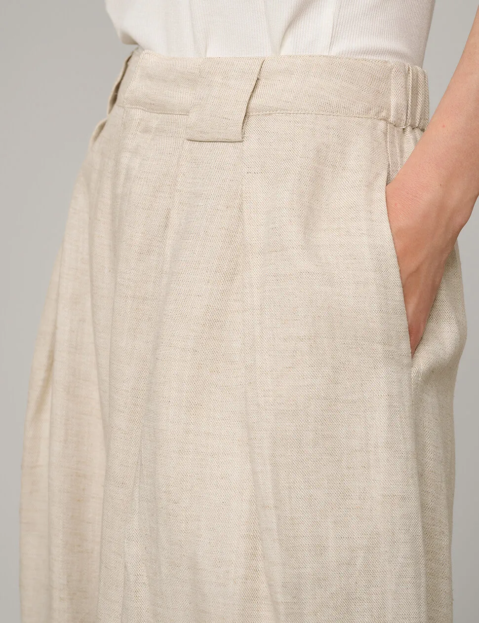 Oat Linen Wide Leg Pants