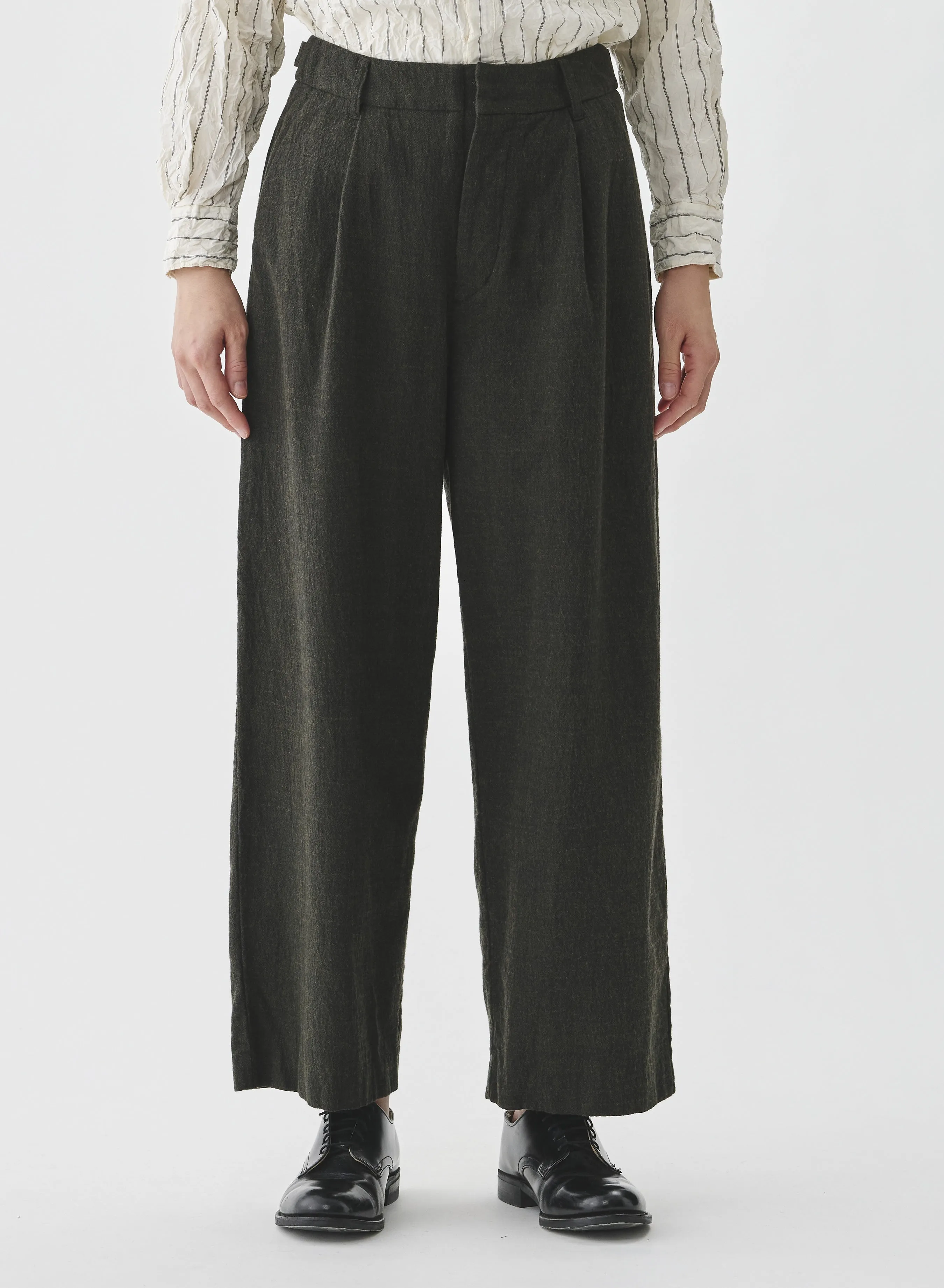 Pas De Calais - Washed Cotton Wool Wide Pants